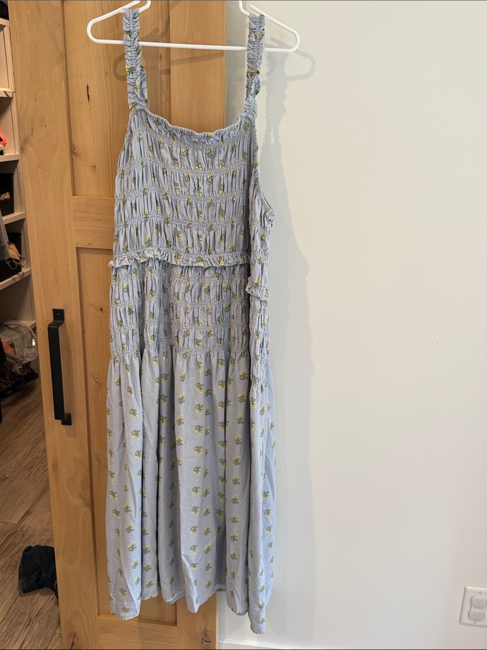 Universal Thread Light Blue Floral Smocked Top